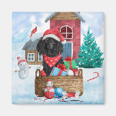 Poodle Dog in sneeuwkerstmis Magneet (Voorkant)