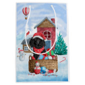 Poodle Dog in sneeuwkerstmis Medium Cadeauzakje (Voorkant)