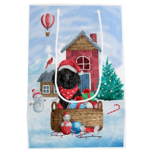 Poodle Dog in sneeuwkerstmis Medium Cadeauzakje (Achterkant)