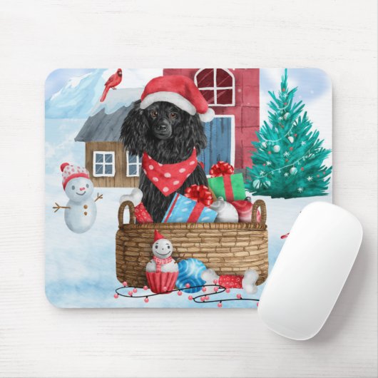 Poodle Dog in sneeuwkerstmis Muismat (Met muis)