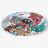 Poodle Dog in sneeuwkerstmis Papieren Bordje (Gekanteld)