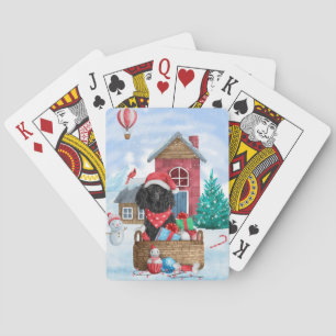 Poodle Dog in sneeuwkerstmis Pokerkaarten