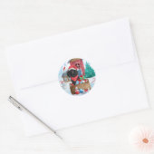 Poodle Dog in sneeuwkerstmis Ronde Sticker (Envelop)
