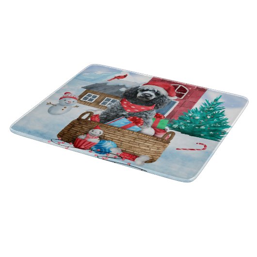 Poodle Dog in sneeuwkerstmis Snijplank (Hoek)