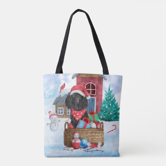 Poodle Dog in sneeuwkerstmis Tote Bag (Achterkant)
