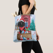Poodle Dog in sneeuwkerstmis Tote Bag (Dichtbij)