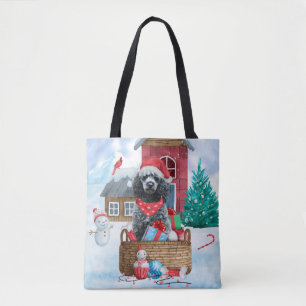 Poodle Dog in sneeuwkerstmis Tote Bag