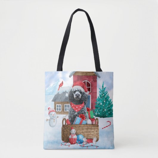 Poodle Dog in sneeuwkerstmis Tote Bag (Voorkant)