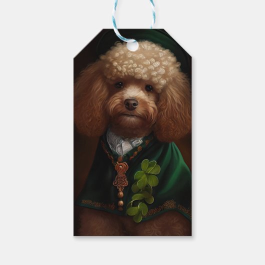 Poodle Dog in St. Patrick's Day Dress Cadeaulabel (Voorkant)