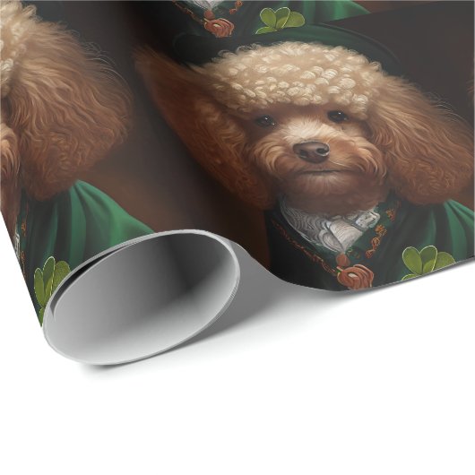 Poodle Dog in St. Patrick's Day Dress Cadeaupapier (Rol Hoek)
