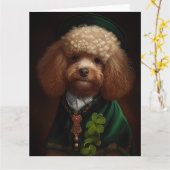 Poodle Dog in St. Patrick's Day Dress Kaart (Gele Bloem)