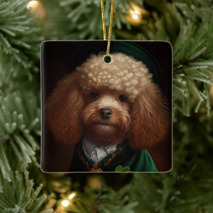 Poodle Dog in St. Patrick's Day Dress Keramisch Ornament