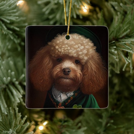 Poodle Dog in St. Patrick's Day Dress Keramisch Ornament (Boom)