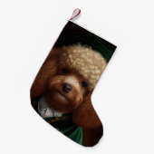 Poodle Dog in St. Patrick's Day Dress Kleine Kerstsok (Voorkant (Hangend))