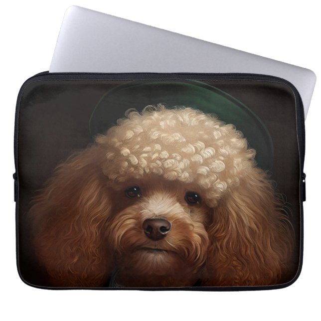 Poodle Dog in St. Patrick's Day Dress Laptop Sleeve (Voorkant)