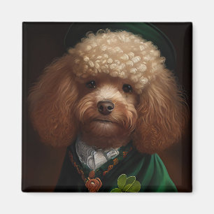 Poodle Dog in St. Patrick's Day Dress Magneet