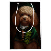 Poodle Dog in St. Patrick's Day Dress Medium Cadeauzakje (Voorkant)