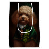 Poodle Dog in St. Patrick's Day Dress Medium Cadeauzakje (Achterkant)