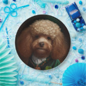 Poodle Dog in St. Patrick's Day Dress Papieren Bordje (Feest)