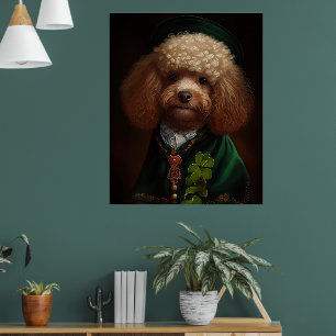 Poodle Dog in St. Patrick's Day Dress Poster