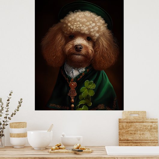 Poodle Dog in St. Patrick's Day Dress Poster (Keuken)