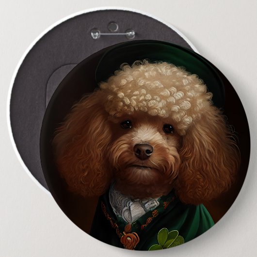 Poodle Dog in St. Patrick's Day Dress Ronde Button 6,0 Cm (Voorkant /achterkant)