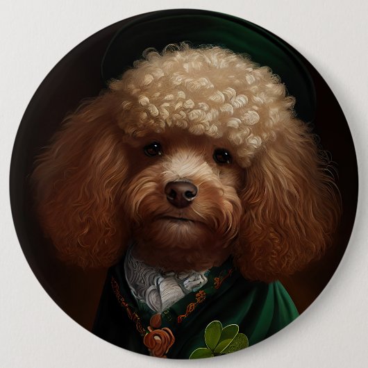 Poodle Dog in St. Patrick's Day Dress Ronde Button 6,0 Cm (Voorkant)