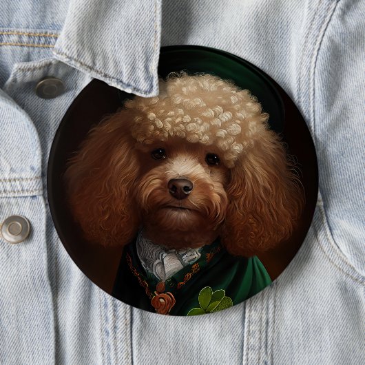 Poodle Dog in St. Patrick's Day Dress Ronde Button 6,0 Cm (In situ)