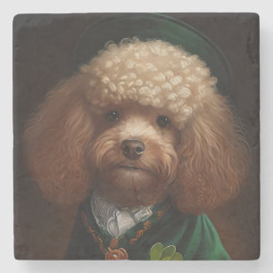 Poodle Dog in St. Patrick's Day Dress Stenen Onderzetter