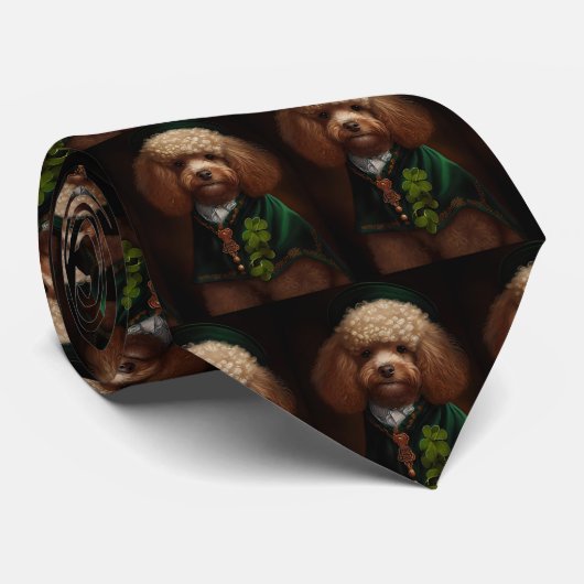Poodle Dog in St. Patrick's Day Dress Stropdas (Opgerold)