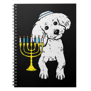 Poodle Dog Jewish Poodle Dog Menorah Hanukkah Paja Notitieboek