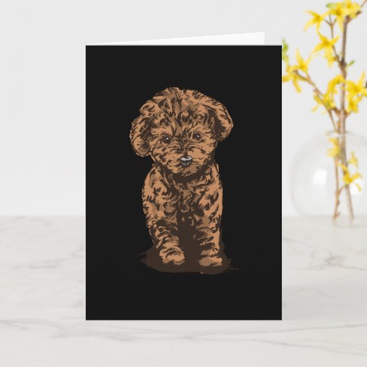 Poodle Dog Kaart (Gele Bloem)