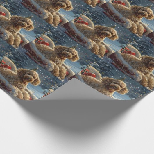 Poodle Dog Kerst Festiviteit Cadeaupapier (Hoek)