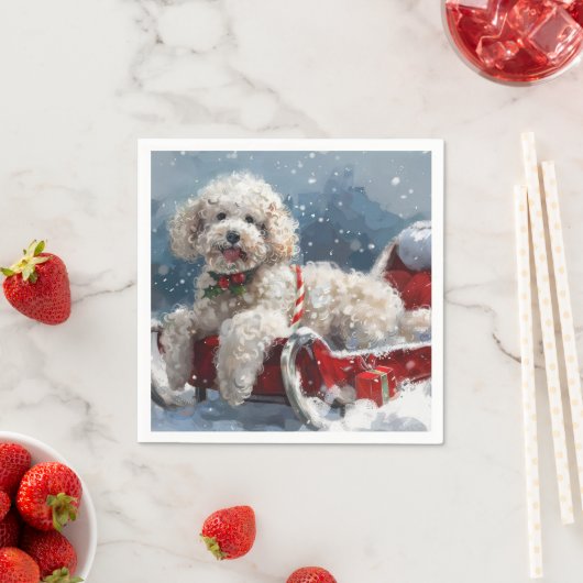 Poodle Dog Kerst Festiviteit Servet (Insitu)