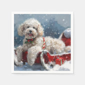 Poodle Dog Kerst Festiviteit Servet (Voorkant)