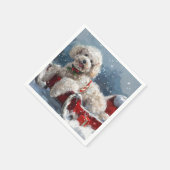 Poodle Dog Kerst Festiviteit Servet (Hoek)