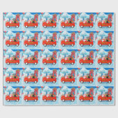 Poodle Dog-kerstbezorging vrachtwagen sneeuw Cadeaupapier (Vlak)