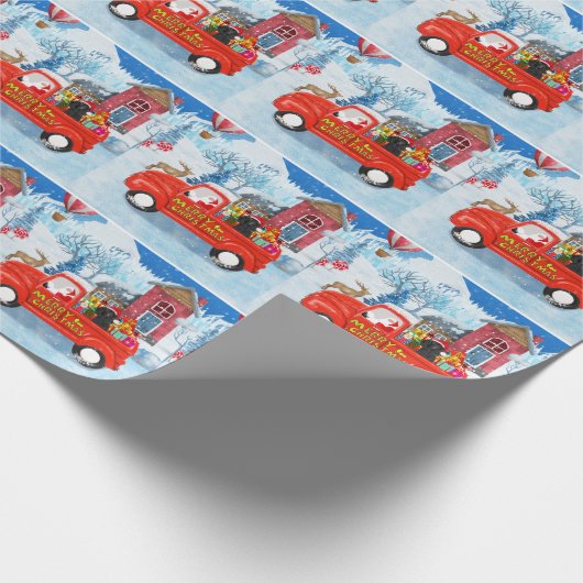 Poodle Dog-kerstbezorging vrachtwagen sneeuw Cadeaupapier (Hoek)