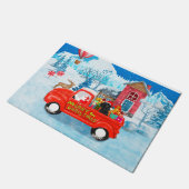 Poodle Dog-kerstbezorging vrachtwagen sneeuw Deurmat (Schuin)