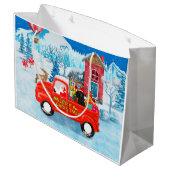 Poodle Dog-kerstbezorging vrachtwagen sneeuw Groot Cadeauzakje (Achterkant Gekanteld)