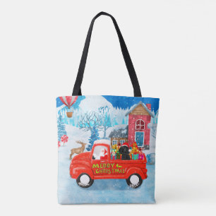 Poodle Dog-kerstbezorging vrachtwagen sneeuw Tote Bag