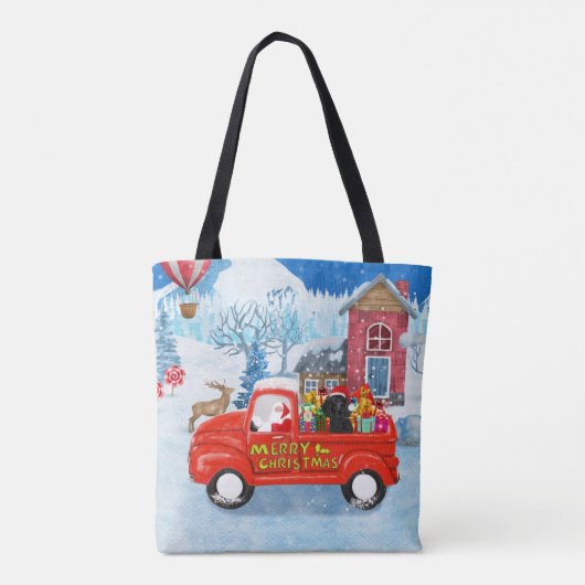 Poodle Dog-kerstbezorging vrachtwagen sneeuw Tote Bag (Achterkant)