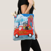 Poodle Dog-kerstbezorging vrachtwagen sneeuw Tote Bag (Dichtbij)