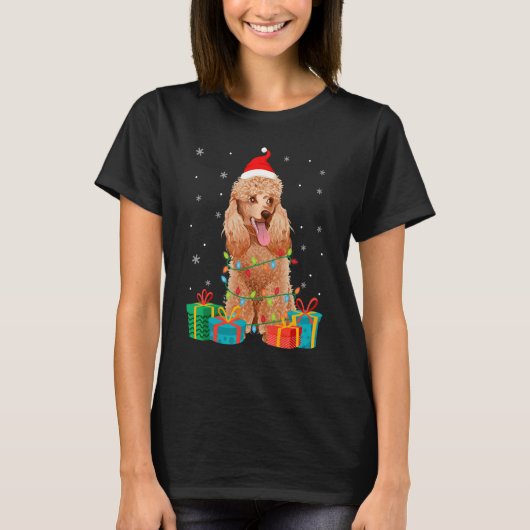 Poodle Dog kerstboom lampjes T-shirt (Voorkant)