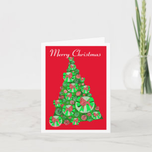 Poodle Dog Kerstboom op Schattigee Vakantie Rood Kaart