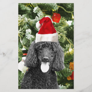 Poodle Dog kerstboom Snowman Red Santa Hat Briefpapier