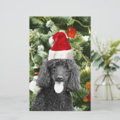 Poodle Dog kerstboom Snowman Red Santa Hat Briefpapier (Staand voorkant)