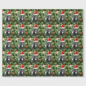 Poodle Dog kerstboom Snowman Red Santa Hat Cadeaupapier (Vlak)