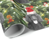 Poodle Dog kerstboom Snowman Red Santa Hat Cadeaupapier (Rol Hoek)