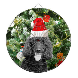 Poodle Dog kerstboom Snowman Red Santa Hat Dartbord
